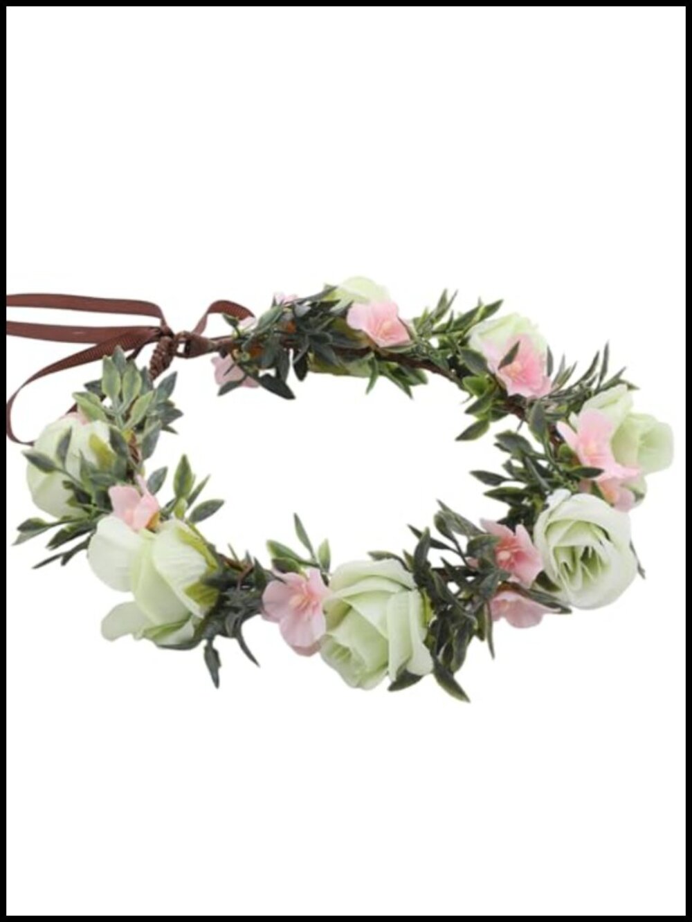 Handmade Flower Crown Headband with Adjustable Ribbon for Wedding